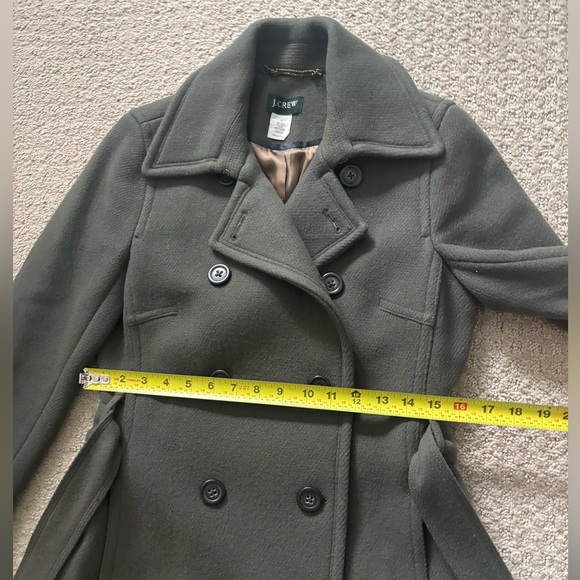 J. Crew Tailored Double Breasted Women Wool Coat in Green / Grey Color Size 4 - Picture 15 of 15